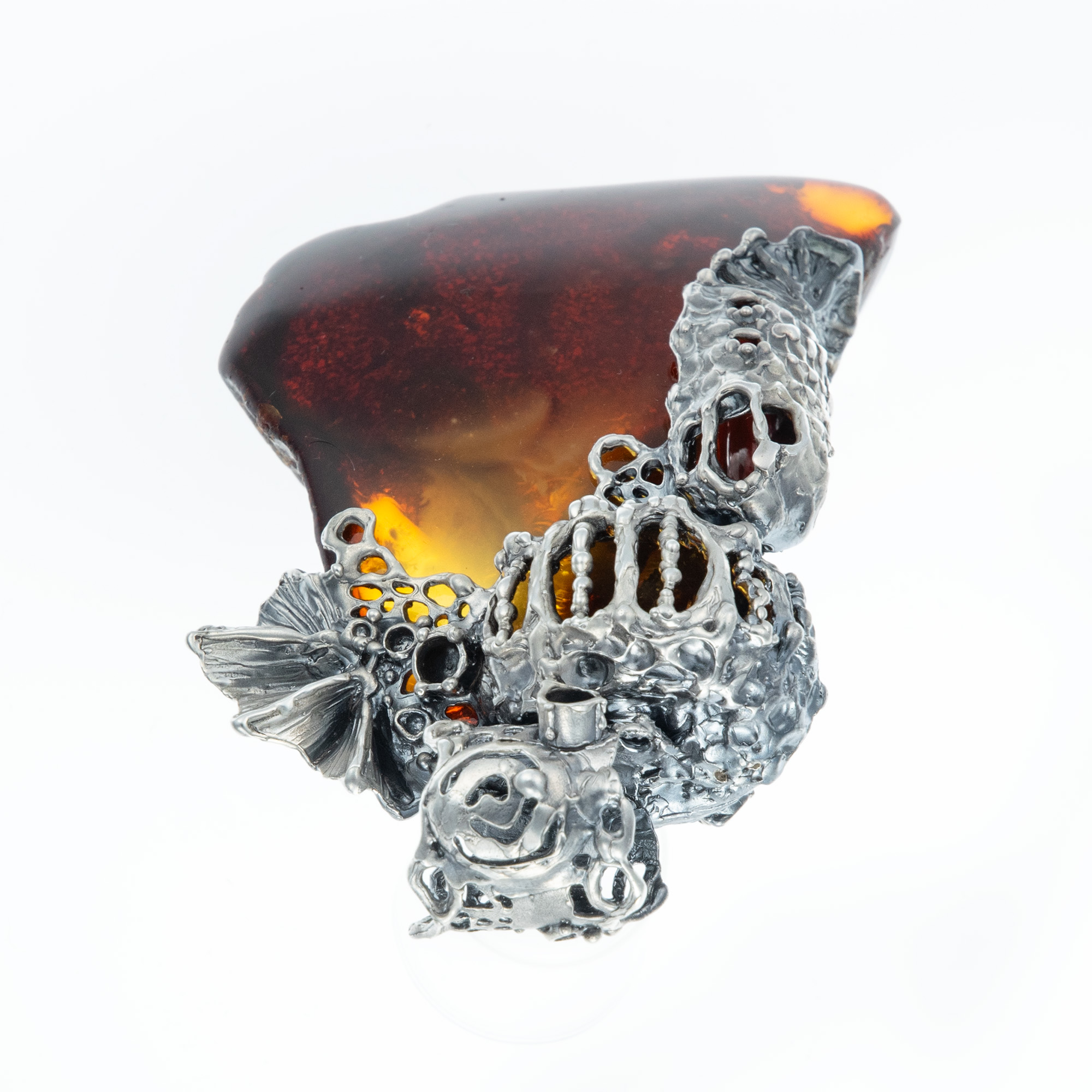 Sterling Silver and Natural Baltic Amber Ghost Pendant 5
